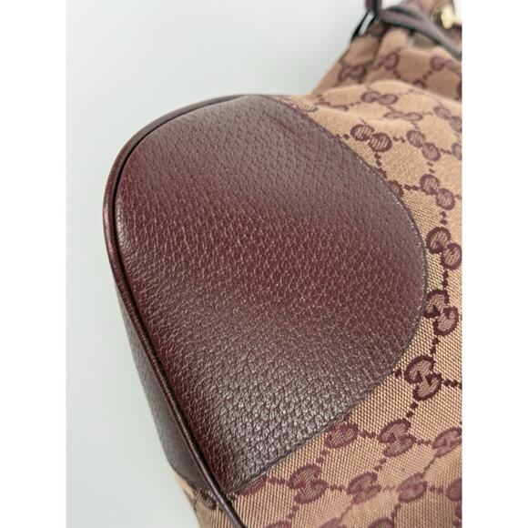 Gucci Horsebit Burgundy Canvas Drawstring Shoulder Bag Canvas - Picture 8 of 16